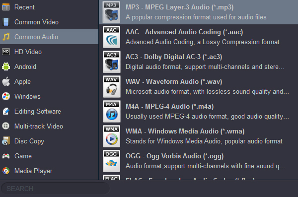 Convert video to audio format