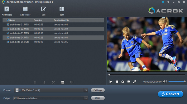 Acrok MTS Converter-convert AVCHD/MTS to MP4 for HDTV