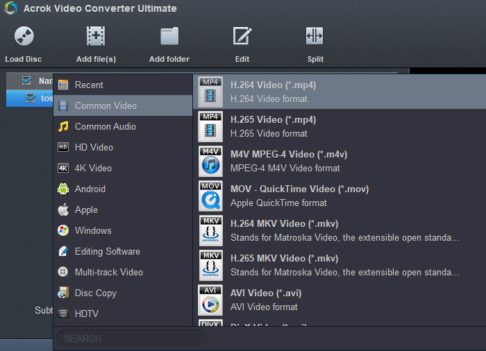 Convert any video, Blu-ray or DVD to common video format