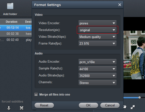 Panasonic AG-CX10 Video Converter - Settings