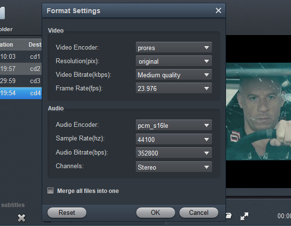 H.265 to DaVinci Resolve Converter - Settings